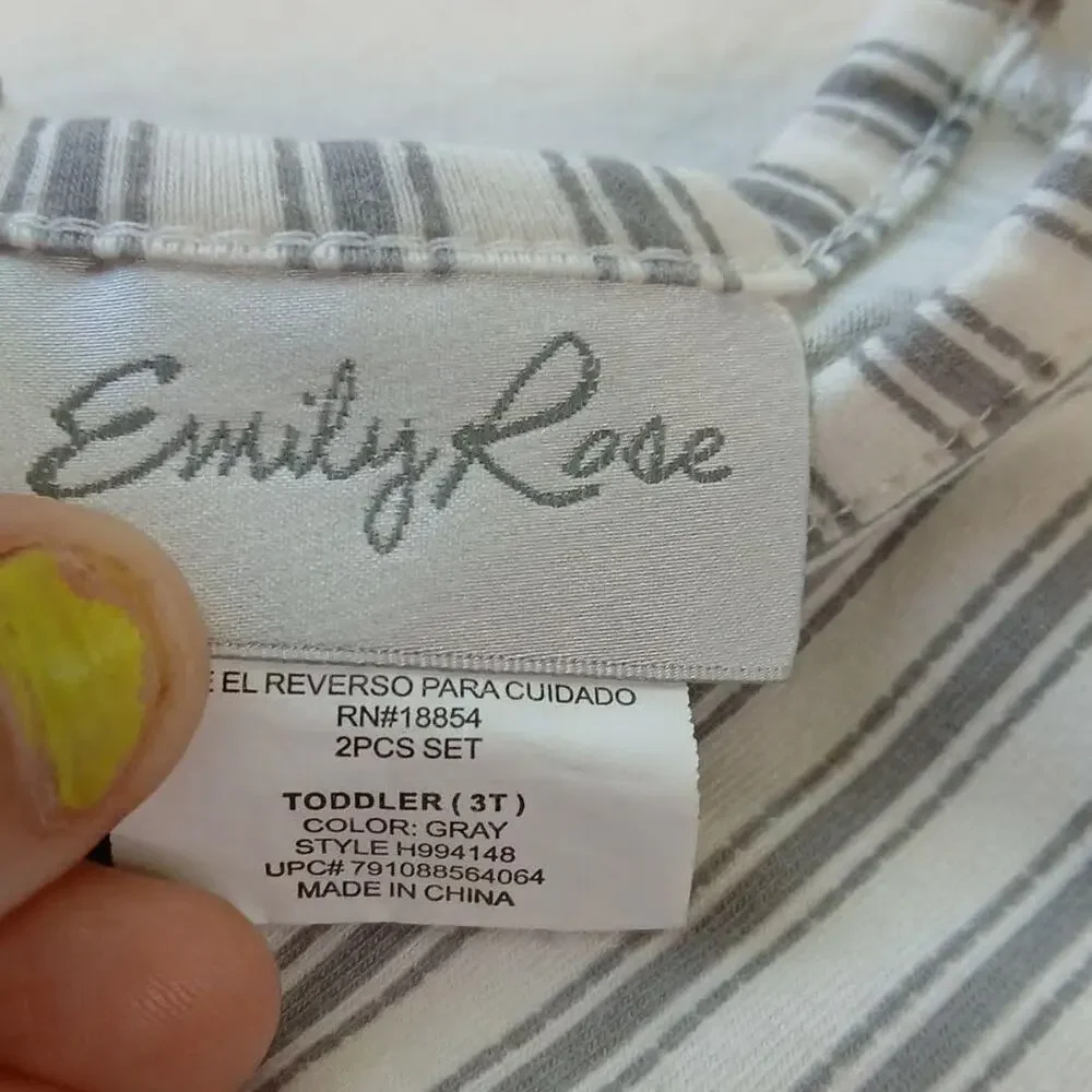 Emily Rose gray-and-white striped children's  holiday  dress  3T